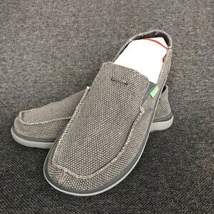 Sanuk Vagabond Tripper Mens 12 Gray Slip On Loafers Casual Canvas Shoes Loafers